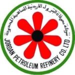 Logo of Jordan Petroleum Refinery Co. Ltd with a red six-petal flower in a black center, encircled by Arabic text in a green ring.