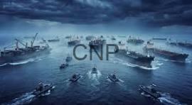 baod - Center News Network A large fleet of warships sails on a choppy ocean beneath a dark, stormy sky, with a 'CNP' watermark in the center.
