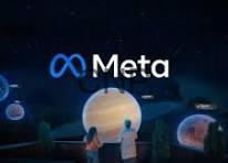 Meta logo with a blue infinity symbol next to the word Meta on a dark space-themed background.