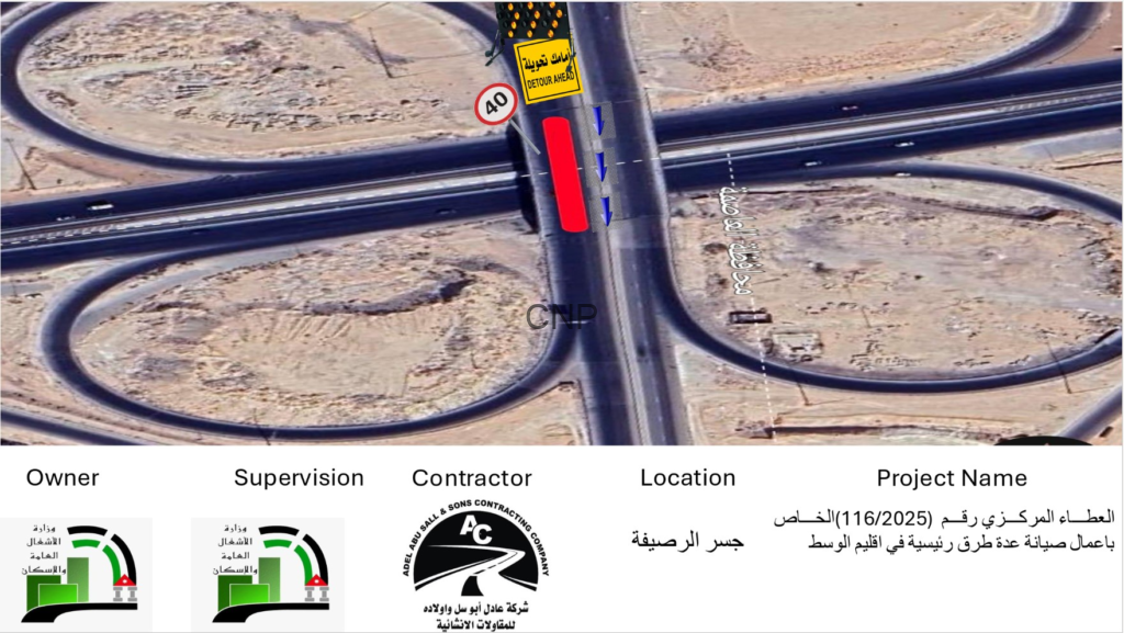تحويلة مرورية لصيانة جسر الرصيفة على طريق عمّان التنموي الاثنين