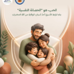 عائلة تتعانق داخل درع مضيء يرمز إلى الحماية النفسية وروابط الأسرة للوقاية من المخدرات، مع شعارات الحملة في الأعلى